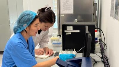 Astana Medical University tıp laboratuvarında uygulamalı eğitim